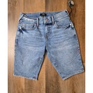 True Religion Men's Ricky Relaxed Straight Light Blue Denim Shorts Size 30